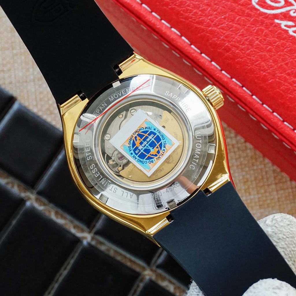 Đồng hồ nam dây cao su chính hãng Olym Pianus OP990-45 OP990-45ADDGK-GL đen
