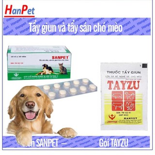 Hanpet.GV- Giun - viên xổ chó mèo và gói tay giun -