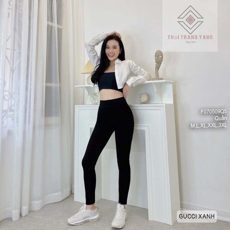 Quần legging đen cạp cao