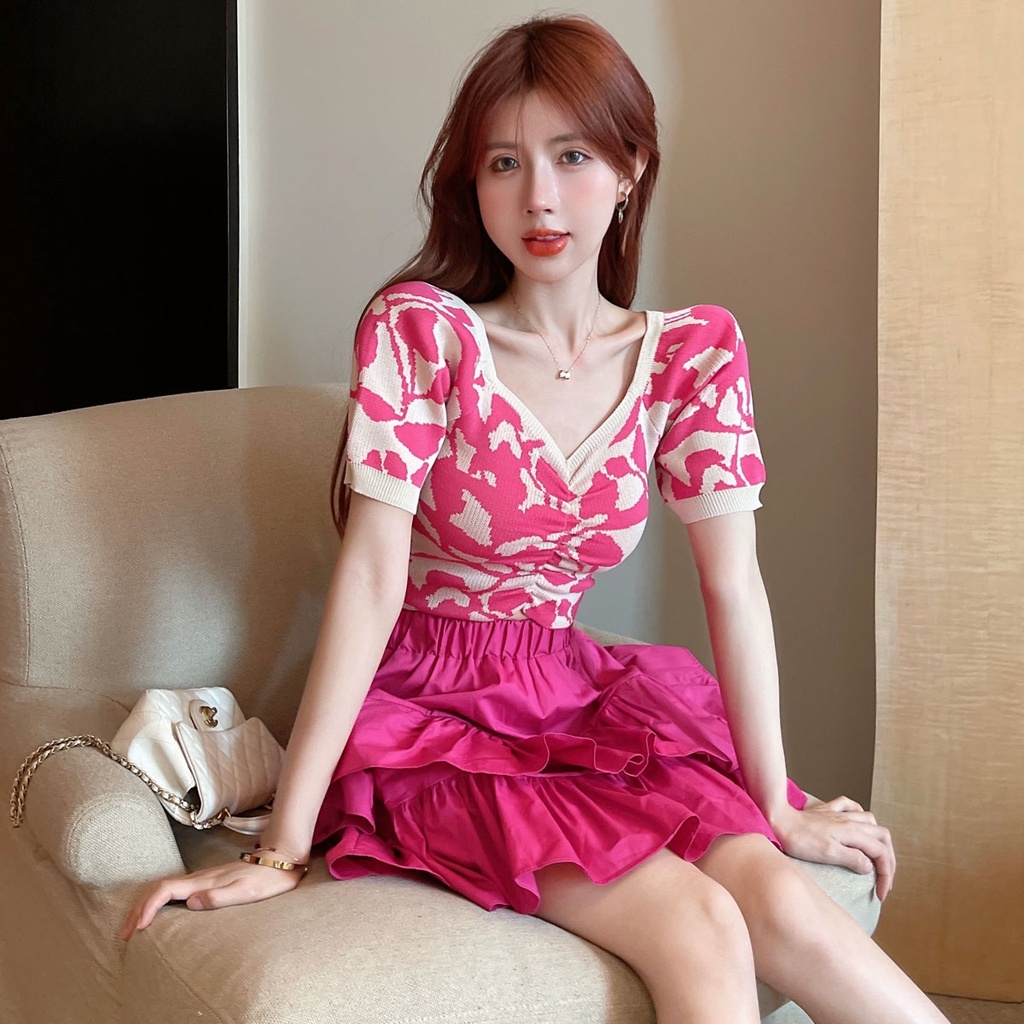 Porozi Áo croptop tay ngắn trễ vai cổ chữ v phong cách Hàn Quốc cho nữ áo croptop