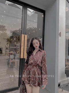 SET ÁO SƠMI + QUẦN SHORT LỤA LV