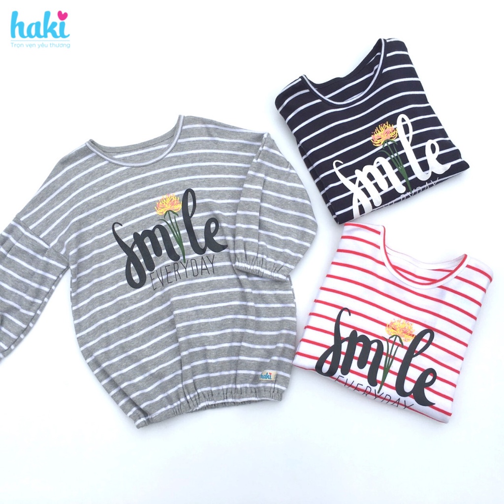 Váy kẻ cotton HAKI (3 màu)_ HK503, đầm thun dài tay cho bé gái HAKI