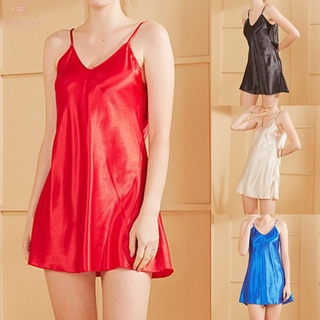 Nightdress Sleeveless Summer Nightgown Robes Satin Silk Sleepwear Dress