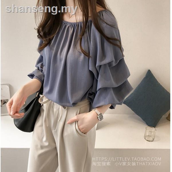 Áo Sơ Mi Chiffon Cổ Thuyền Dáng Rộng Thời Trang Công Sở Phong Cách Hàn Quốc Cho Nữ