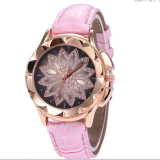 Đồng hồ nữ Quartz dây da mặt hình hoa