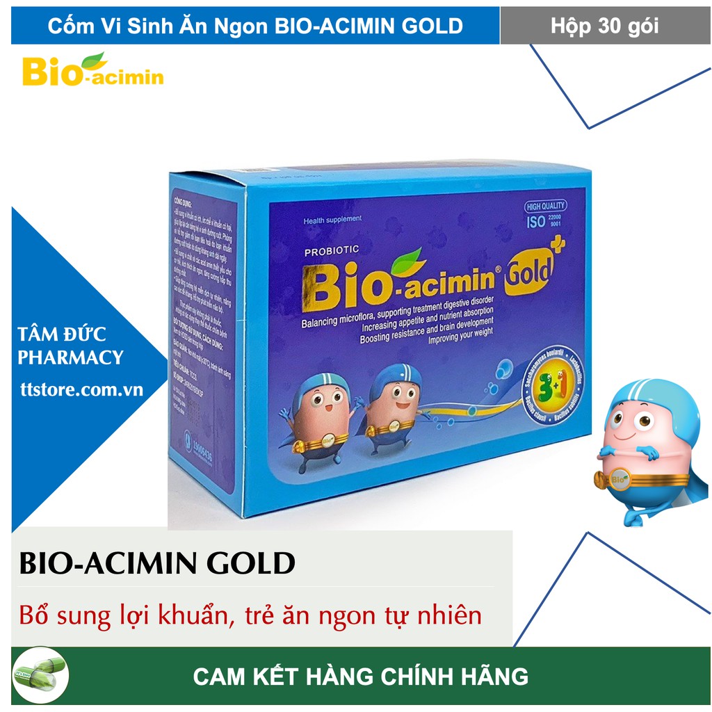 BIO-ACIMIN GOLD [Hộp 30 gói] - Cốm vi sinh ăn ngon dành cho bé biếng ăn, rối loạn tiêu hoá - Bioacimin