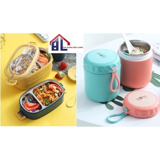 Hộp đựng cơm văn phòng 2 tầng lõi inox phong cách Hàn quốc - có bán kèm hộp canh