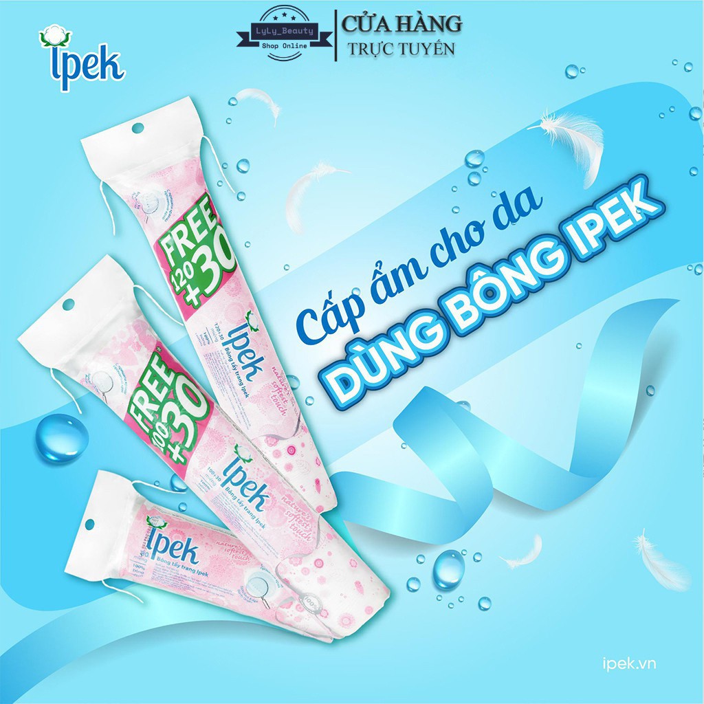 Bông tẩy trang Ipek Thổ Nhĩ Kỳ 150 miếng, BTT Cotton Pads dạng tròn 2 mặt riêng biệt, thấm hút tốt, không kích ứng da | BigBuy360 - bigbuy360.vn