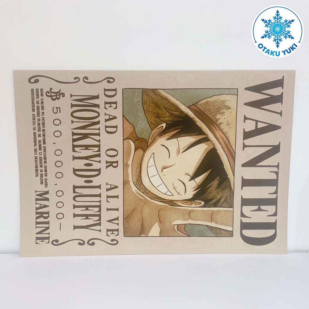 [8 Tờ] Poster Khổ A3 Anime One Piece Lệnh Truy Nã