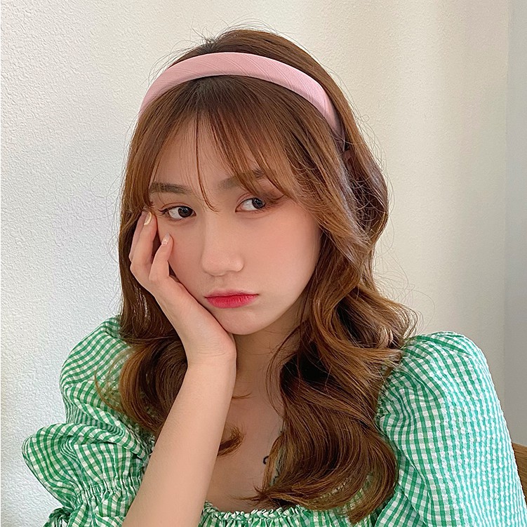 Băng đô cài tóc màu trơn đơn giản phong cách Hàn Quốc