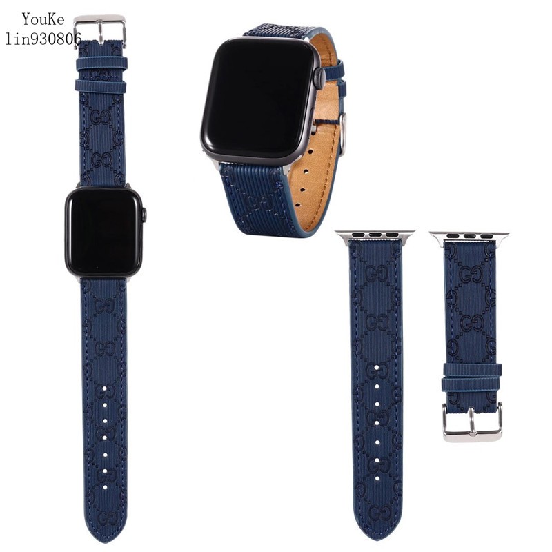 Dây đeo bằng da dập nổi họa tiết Gucci cho đồng hồ thông minh Apple Watch 5 6 1 2 3 4