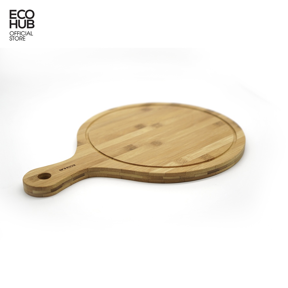 Thớt tre tròn có tay cầm ECOHUB kích thước 42x30cm (Bamboo Cutting Board With Handle)