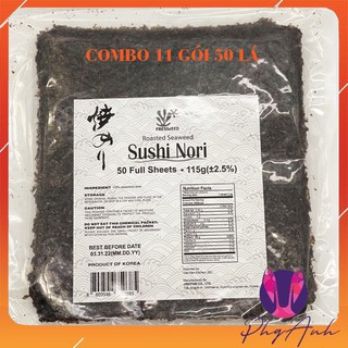 Combo 11 gói Sushi Nori Rong biển cuốn cơm 50 lá