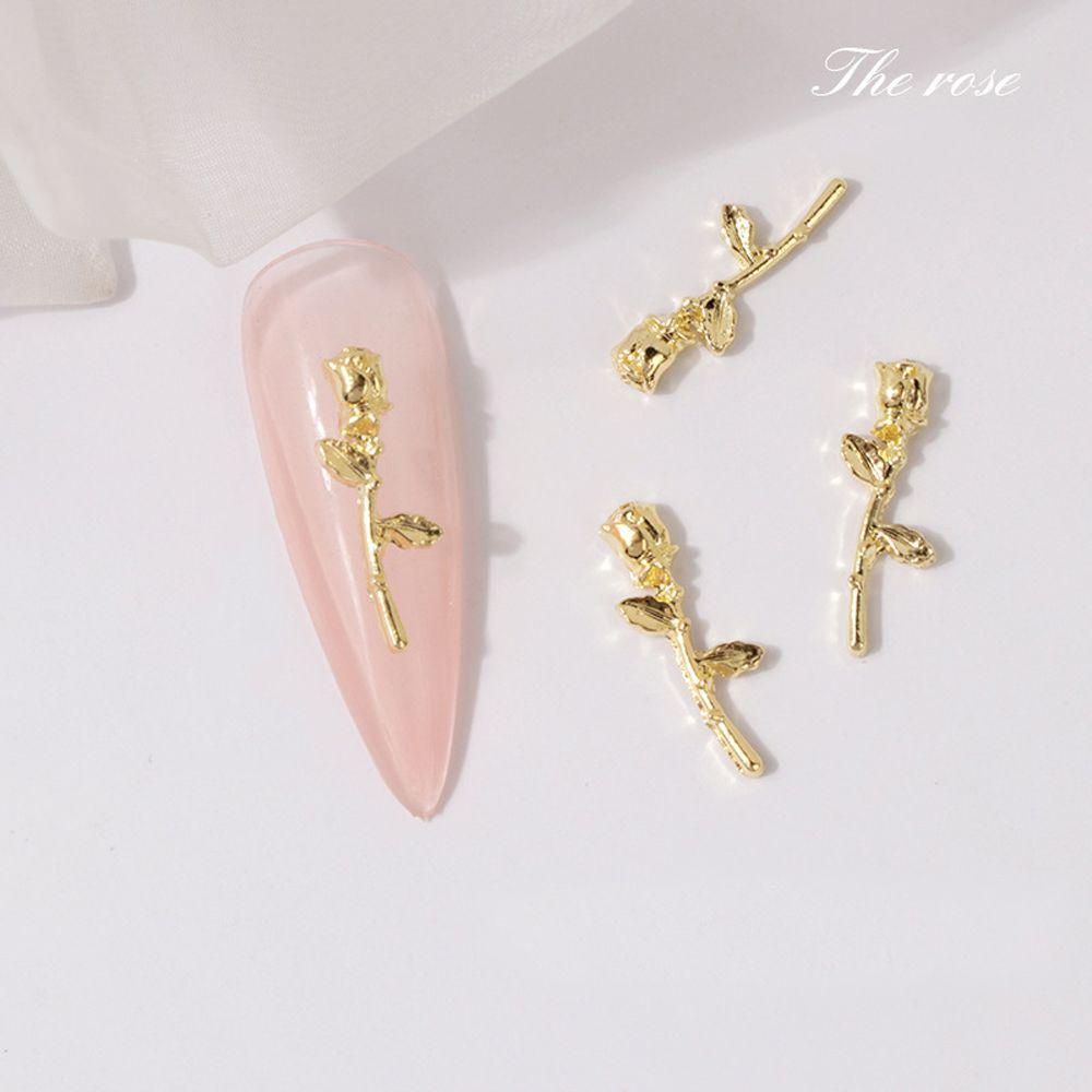 Phụ Kiện Trang Trí Móng Tay Hình Hoa Bằng Kim Loại Phong Cách Retro|Màu Sắc Phụ Kiện Trang Trí Móng Tay Hình Hoa 3D Lấp Lánh