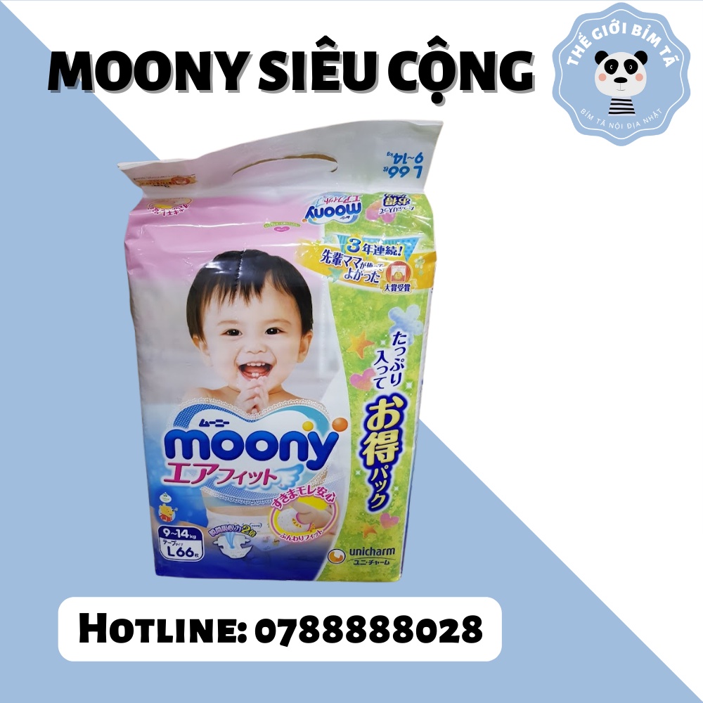 (MOONY JUMBO)Bỉm Tã Dán/Quần Moony Nội Địa Nhật Đủ Size NB111/S102/M78/M70/L54/XL46