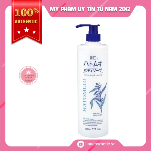 Sữa tắm dưỡng ẩm, làm trắng da Hatomugi Moisturizing the body soap 800ml