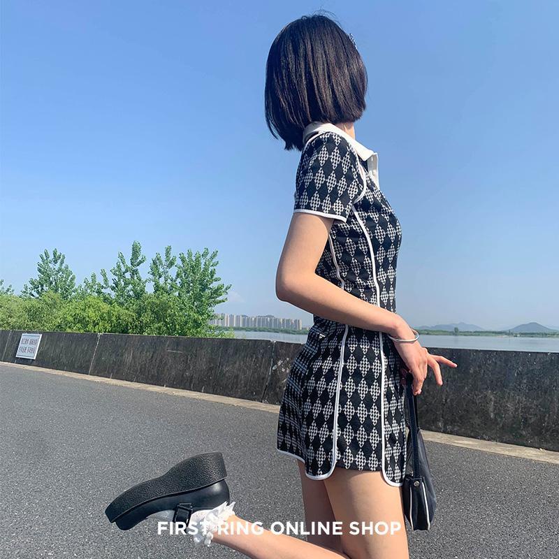 Đầm Ngắn Tay Cổ POLO Thiết Kế Khoét Lỗ Thời Trang Mùa Hè Hàng Mới 2021 Dành Cho Bạn Nữ