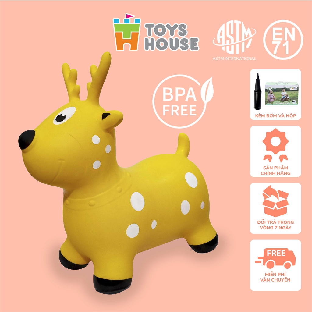 Thú nhún trẻ em bơm hơi cao cấp Toyshouse ( kèm bơm và hộp) - Xuất khẩu Mỹ (ASTM) và Châu Âu (EN71)