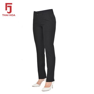 Quần tây nữ ống đứng thái hòa vải dày, giãn - màu đen - 020-17
