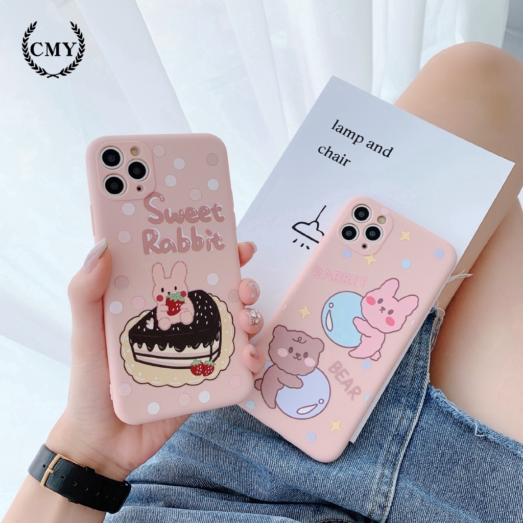 Ốp điện thoại in hình gấu và thỏ hoạt hình dễ thương cho iPhone 11/11Pro 11Pro Max X XR XS XS MAX 7 8 Plus SE | BigBuy360 - bigbuy360.vn