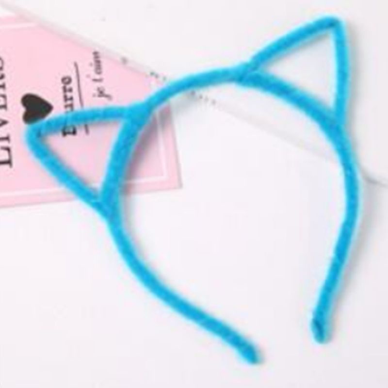 Băng Đô Tai Mèo Bằng Vải Bông Co Giãn Màu Trơn Họa Tiết Da Báo Dễ Thương Dành Cho Bạn Nữ