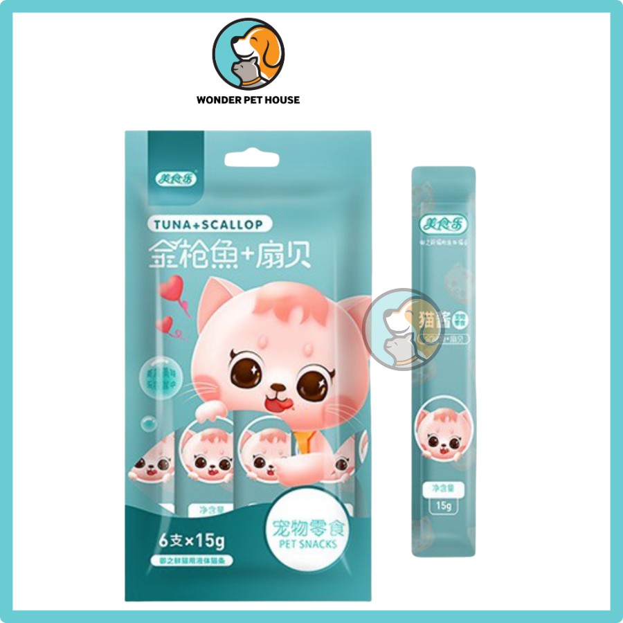 [Giá Rẻ] Súp Thưởng Beauty Cho Mèo 6 thanh 15g bổ sung protein, giảm hôi miệng