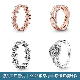 Nhẫn mạ bạc 925 hình trái tim đơn giản lãng mạn van pandora wmji
