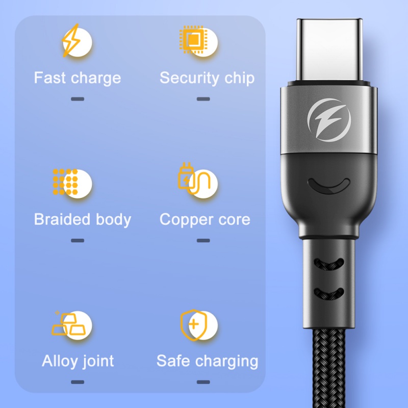 Dây cáp sạc nhanh FONKEN 2 trong 1 PD Type-C bằng nylon cho HUAWEI