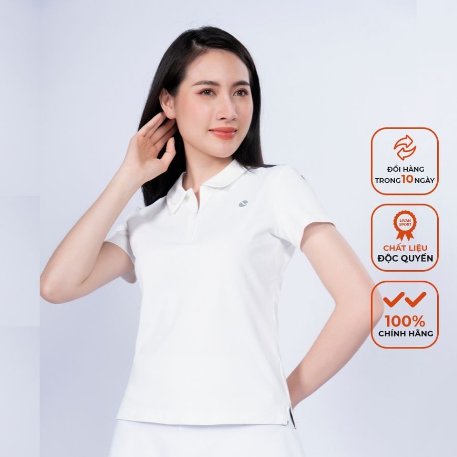 Áo Polo Nữ Livan Sport Cool Lux Màu Trắng Thanh Lịch Chống Nhăn Nhàu Kháng Khuẩn Cao Cấp