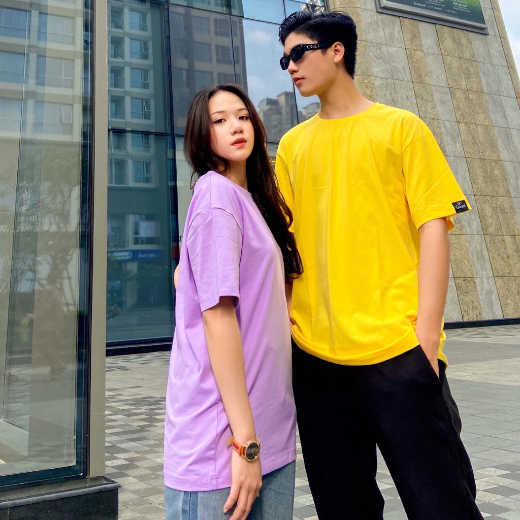 Áo phông nam nữ thun unisex trơn cotton cổ tròn tay lỡ form rộng oversize basic 1 màu đẹp cao cấp rẻ Giisel