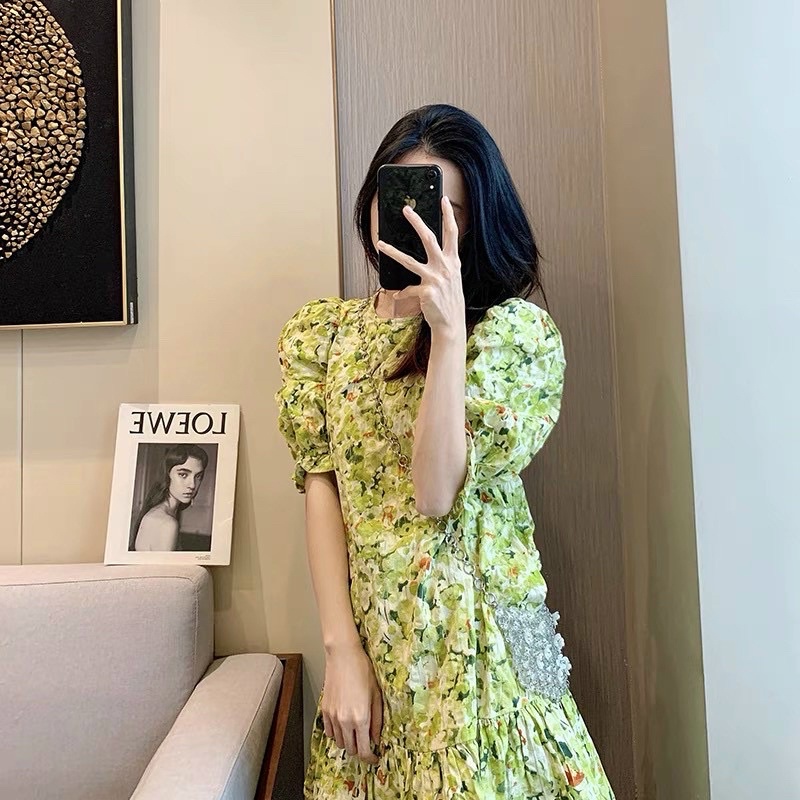 vải đũi nhăn cotton mềm mát co giãn lá xanh cốm to