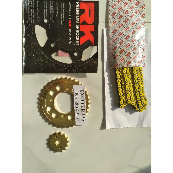 Sên nhông dĩa EXCITER 135 HIỆU RK CHÍNH HÃNG.SÊN ỐNG LÓT ĐÚC THÉP C45.