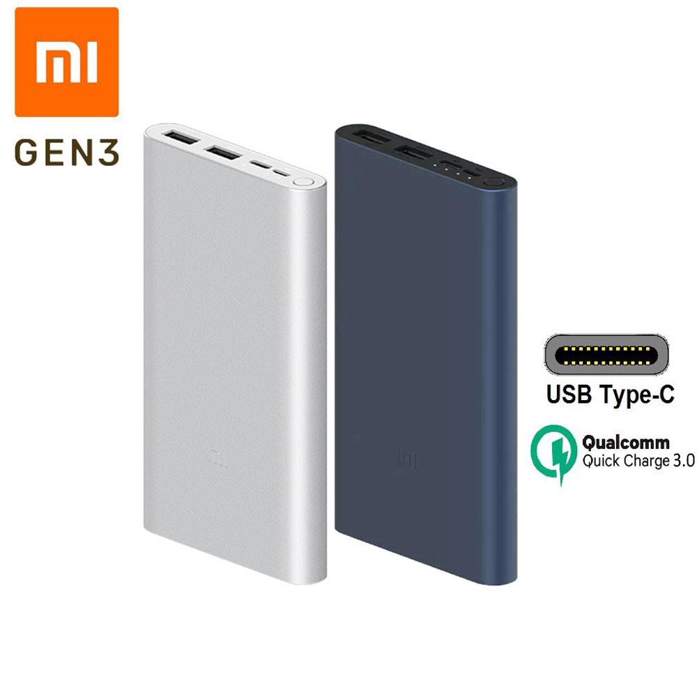 Sạc dự phòng Xiaomi Gen 3 10000 mah 2 cổng sạc BH 12 Tháng