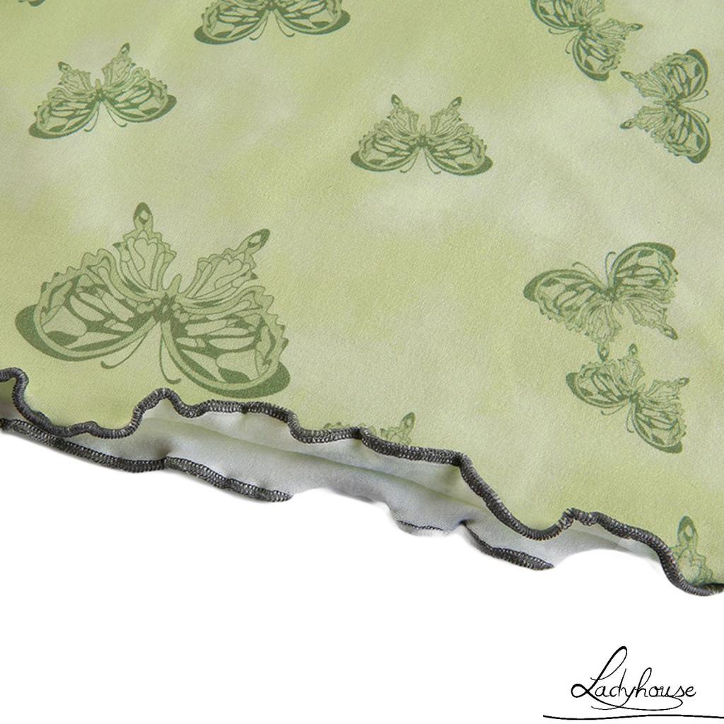 Áo thun tay dài cổ tròn in họa tiết bướm màu sắc thời trang cho nữ