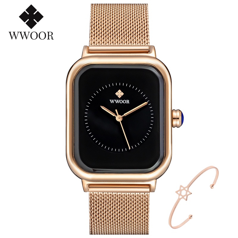 Đồng Hồ Quartz WWOOR Mạ Vàng Hồng Sang Trọng Cho Nữ 8873W
