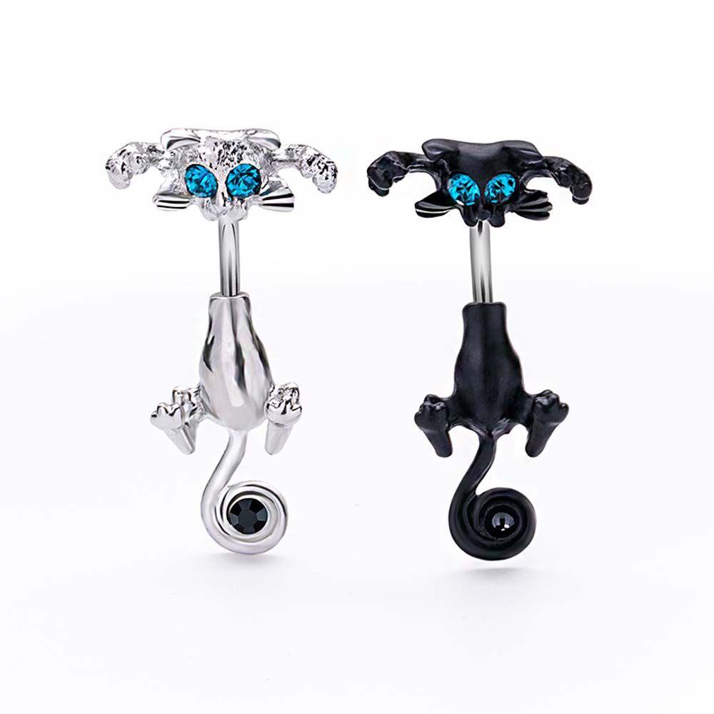 VANES1 Khuyên RốN HìNh MèO ĐíNh Đá Xinh XắN