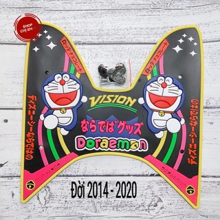 [Viền màu ngẫu nhiên] Thảm lót sàn xe Vision đời 2014-2021 hình Doraemon, thảm lót chân cao su dẻo cực cute