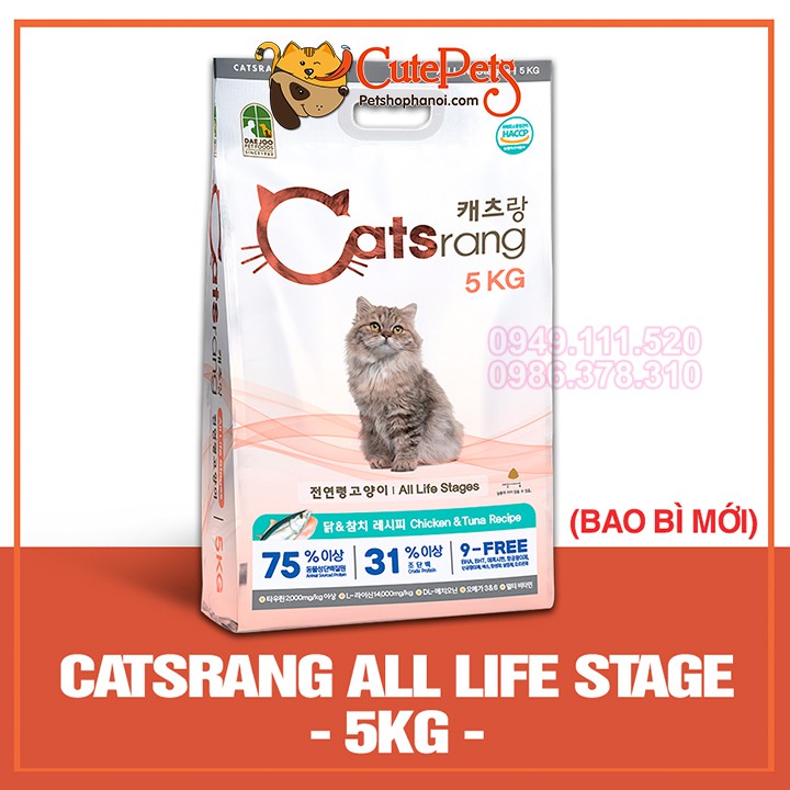Thức ăn cho mèo Catsrang 2kg Hạt cho mèo mọi lứa tuổi xuất xứ Hàn Quốc - CutePets