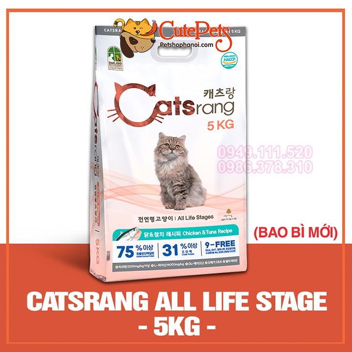 Thức ăn cho mèo Catsrang 2kg Hạt cho mèo mọi lứa tuổi xuất xứ Hàn Quốc - CutePets