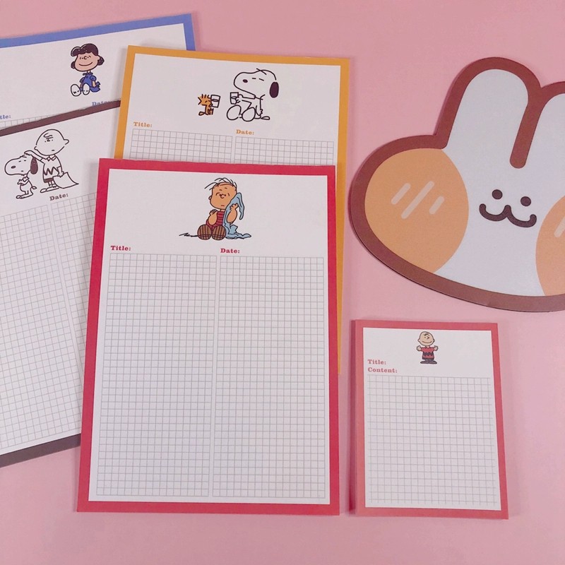 Giấy Ghi Chép Note Pad Kẻ Caro Hình Snoopy Tiện Lợi