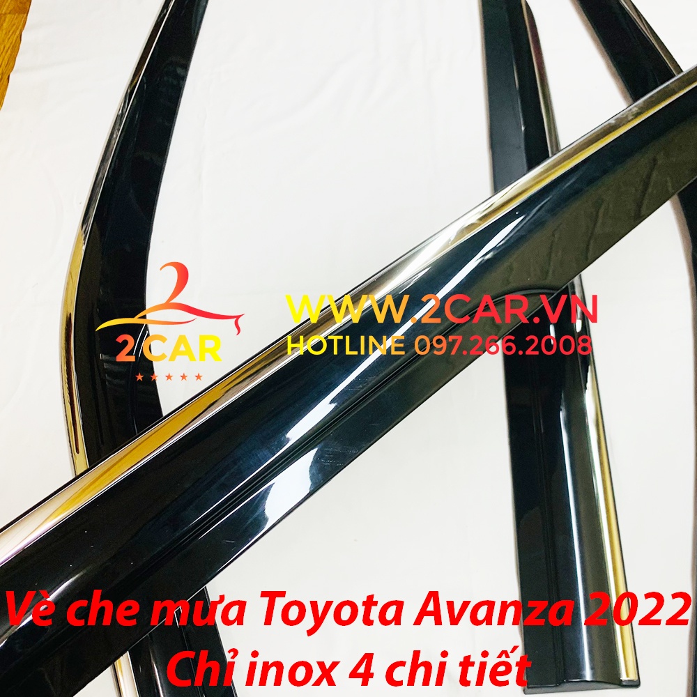 Vè che mưa, viền chắn mưa xe Toyota Avanza 2022 loại chỉ Inox 4 chi tiết cao cấp