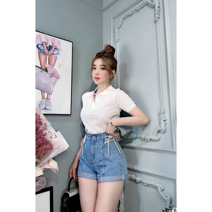 (Mẫu Mới) Áo Cổ Bẻ Có Lỗ HOT Cho Các Chị Em UP Valentina Shop