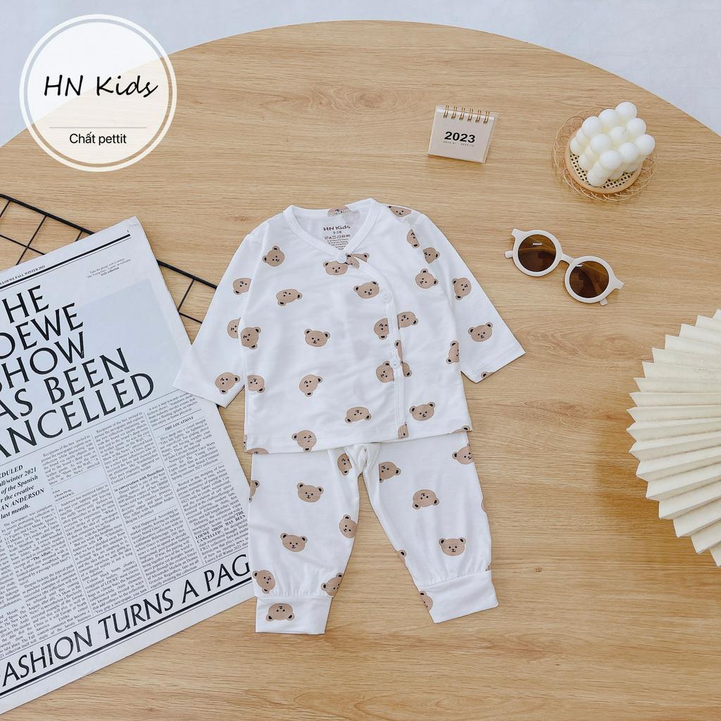 Bộ sơ sinh dài tay cho bé trai gái HN kids peptit mát lạnh co giãn quần áo trẻ em