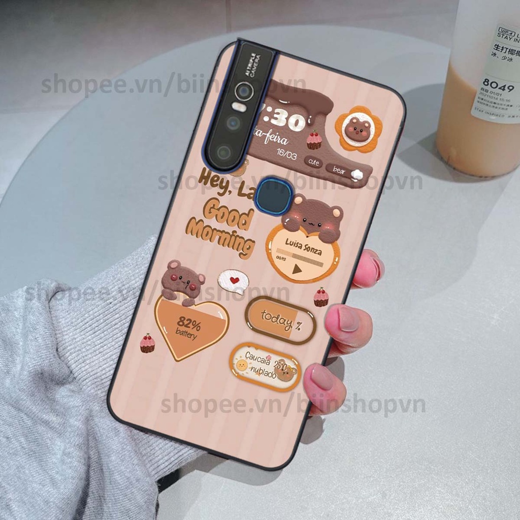 Ốp Vivo V15 / V15 Pro in 3D icon gấu nổi siêu xinh, siêu đáng yêu, cá tính phong cách