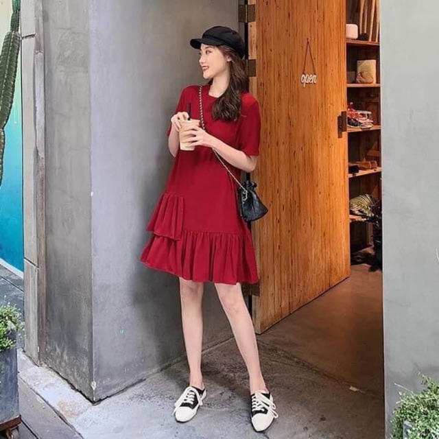 Đầm bigsize. Đầm suông chân bèo lệch MS65. Inbox để được shop tư vấn size