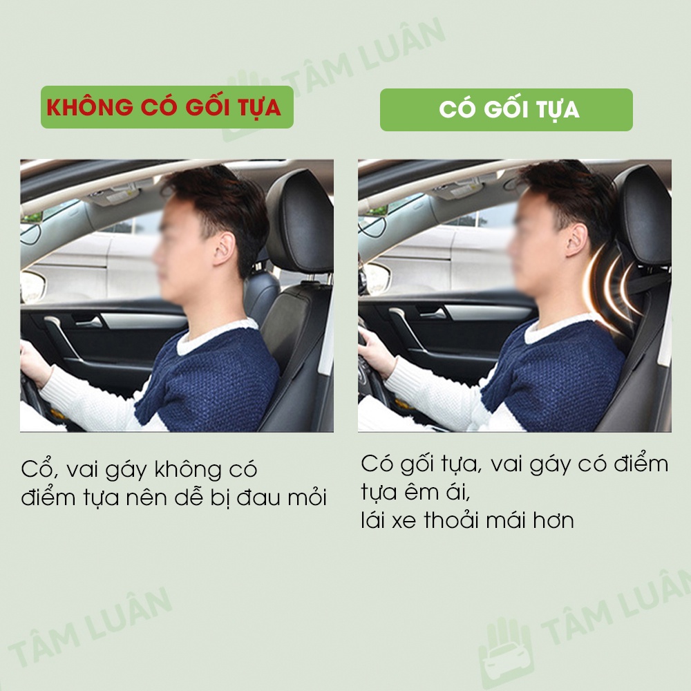 Gối tựa đầu ô tô, tựa cổ, lưng chống mỏi khi lái xe hơi, phụ kiện oto Tâm Luân
