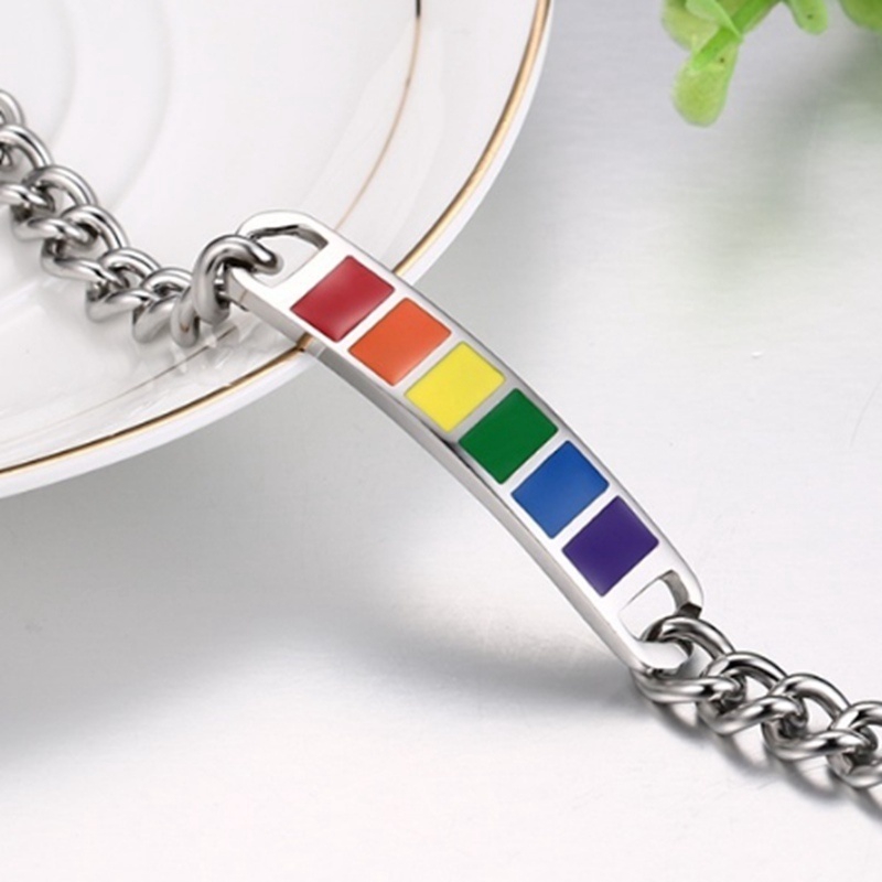 Vòng đeo tay bằng thép không gỉ trang trí màu cầu vồng xinh xắn