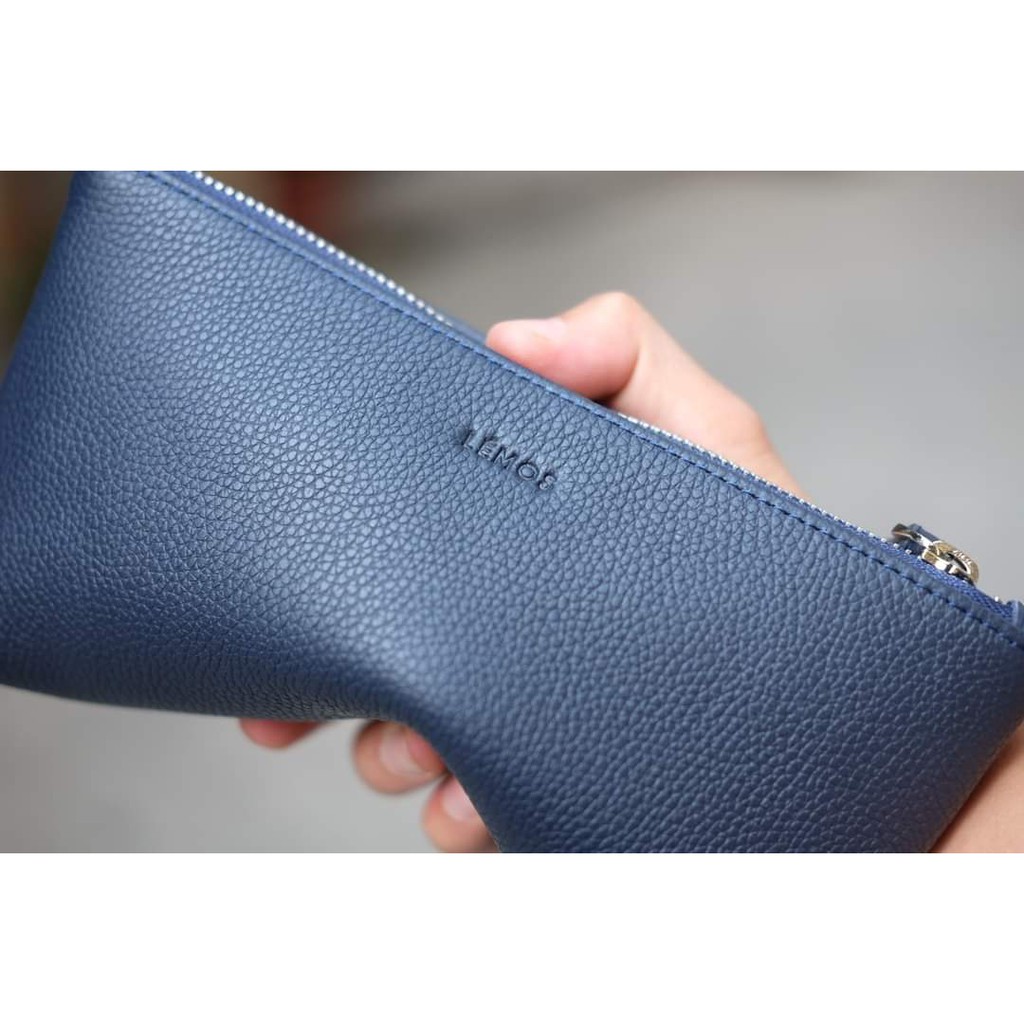 MABEL CLUTCH - Ví cầm tay nữ da thật kéo khóa vòng màu xanh navy- FQ19-71. LÉMOS