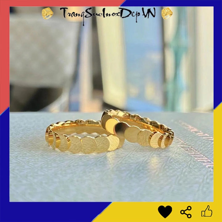 Nhẫn titan hot 2022 kiểu vảy cá màu vàng phong cách Hàn Quốc siêu đẹp, dễ thương, mạ kĩ 3 lớp bền màu - Tặng hộp đựng