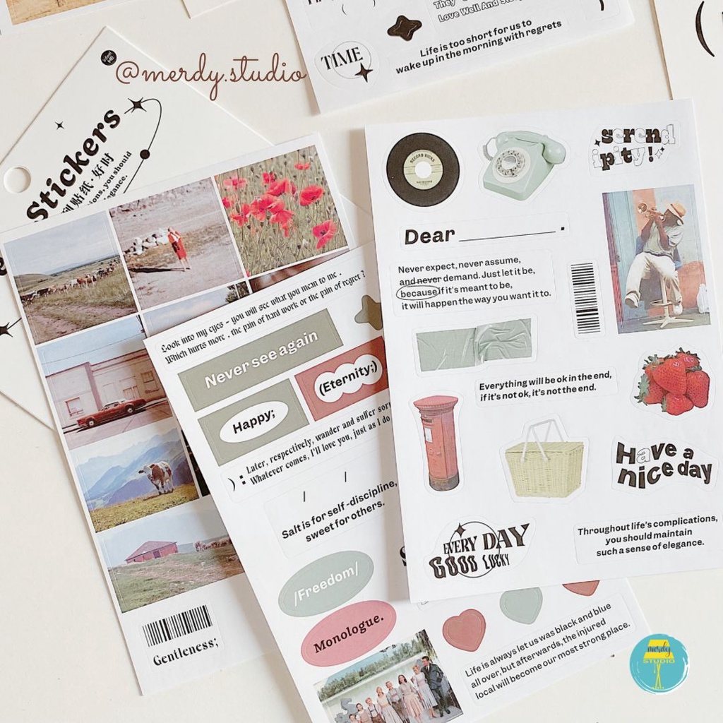 Set 3 tờ sticker trang trí bullet journal Korean Aesthetic Lifestyle